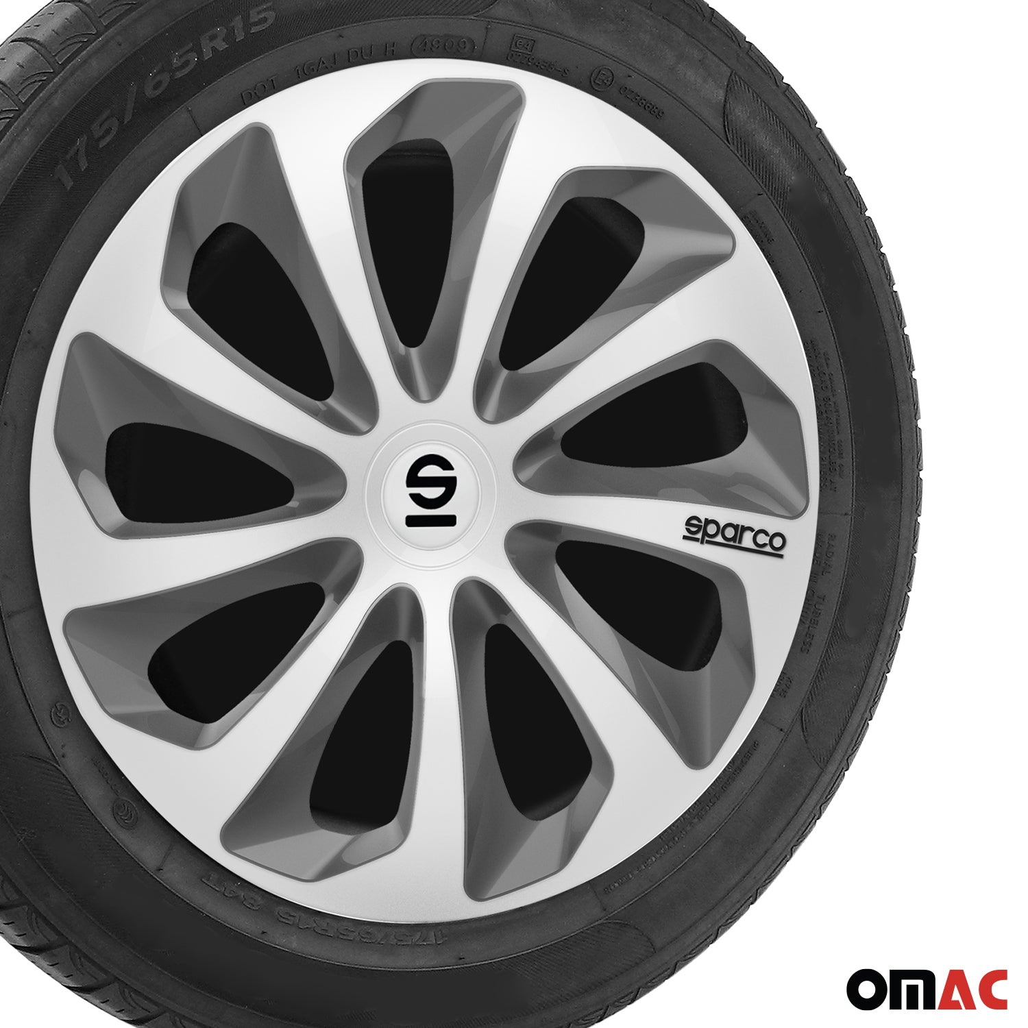 Sicilia Hub Caps Wheel Cover 16" Silver & Grey Full Set 4 pcs.