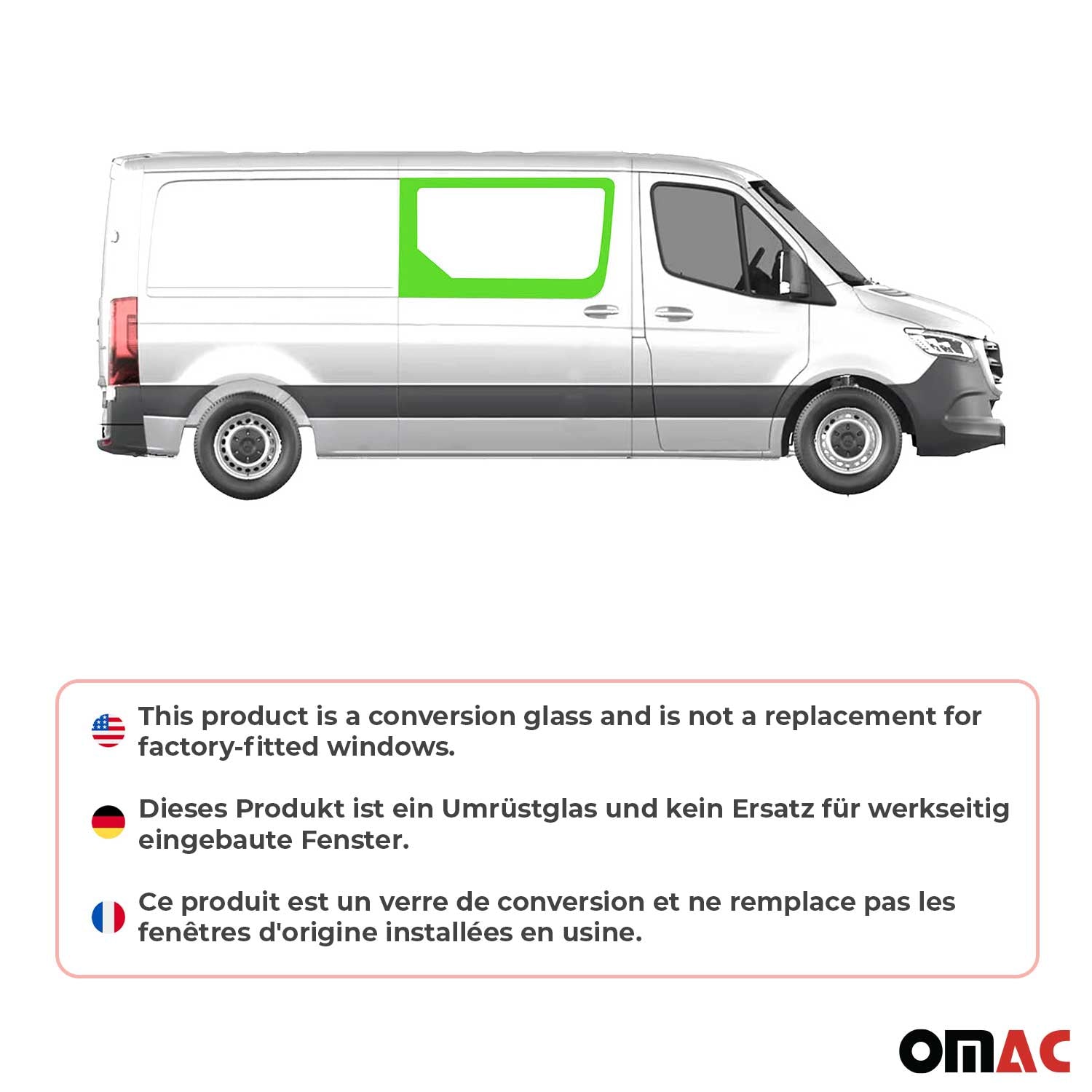 2006-2018 Mercedes Sprinter W906 Window Glass Fit Kit Right Sliding Fixed Door L2 L3 L4
