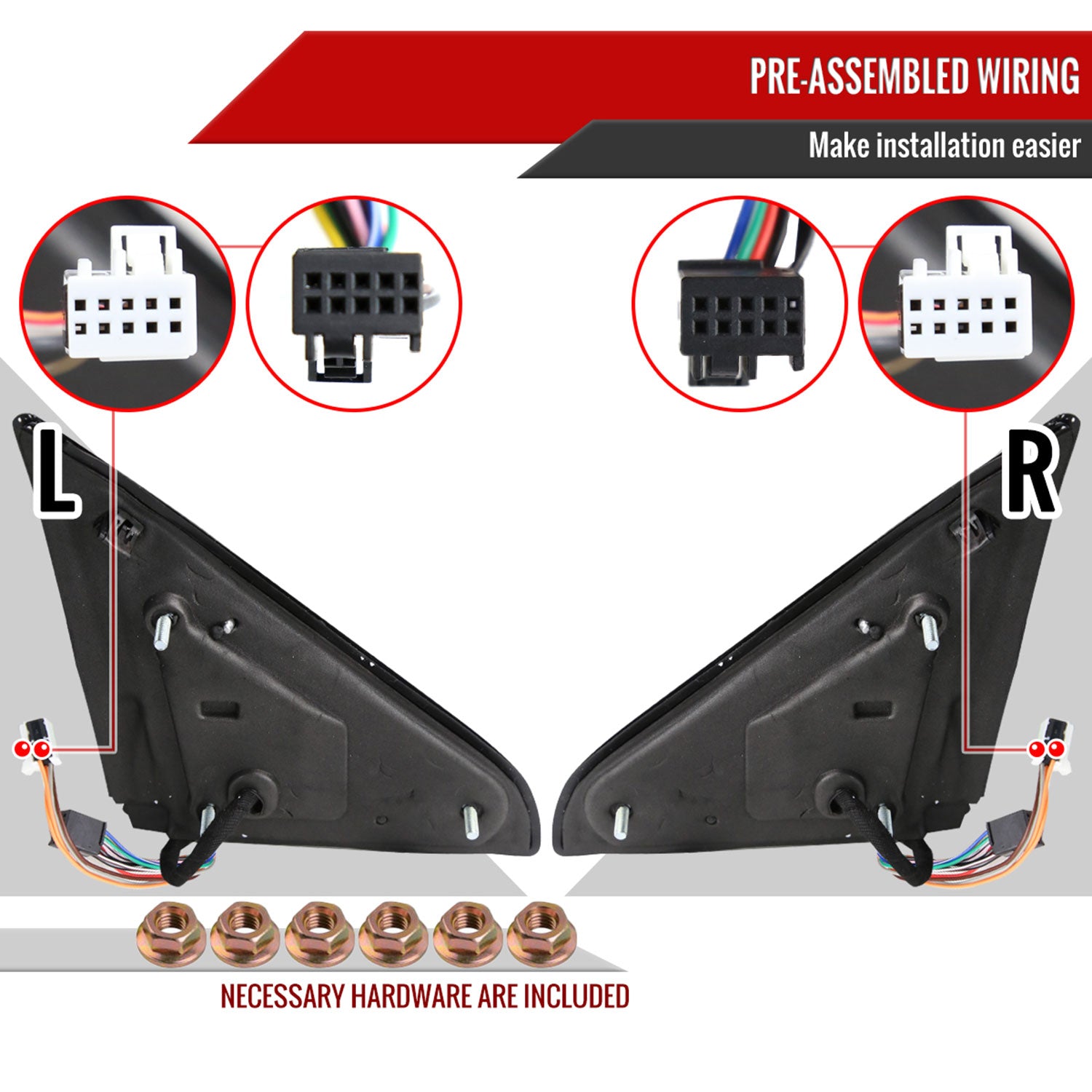 2013-2017 Dodge RAM 1500/2500/3500 Auto-Fold Heated ATS & Manual Side Mirrors
