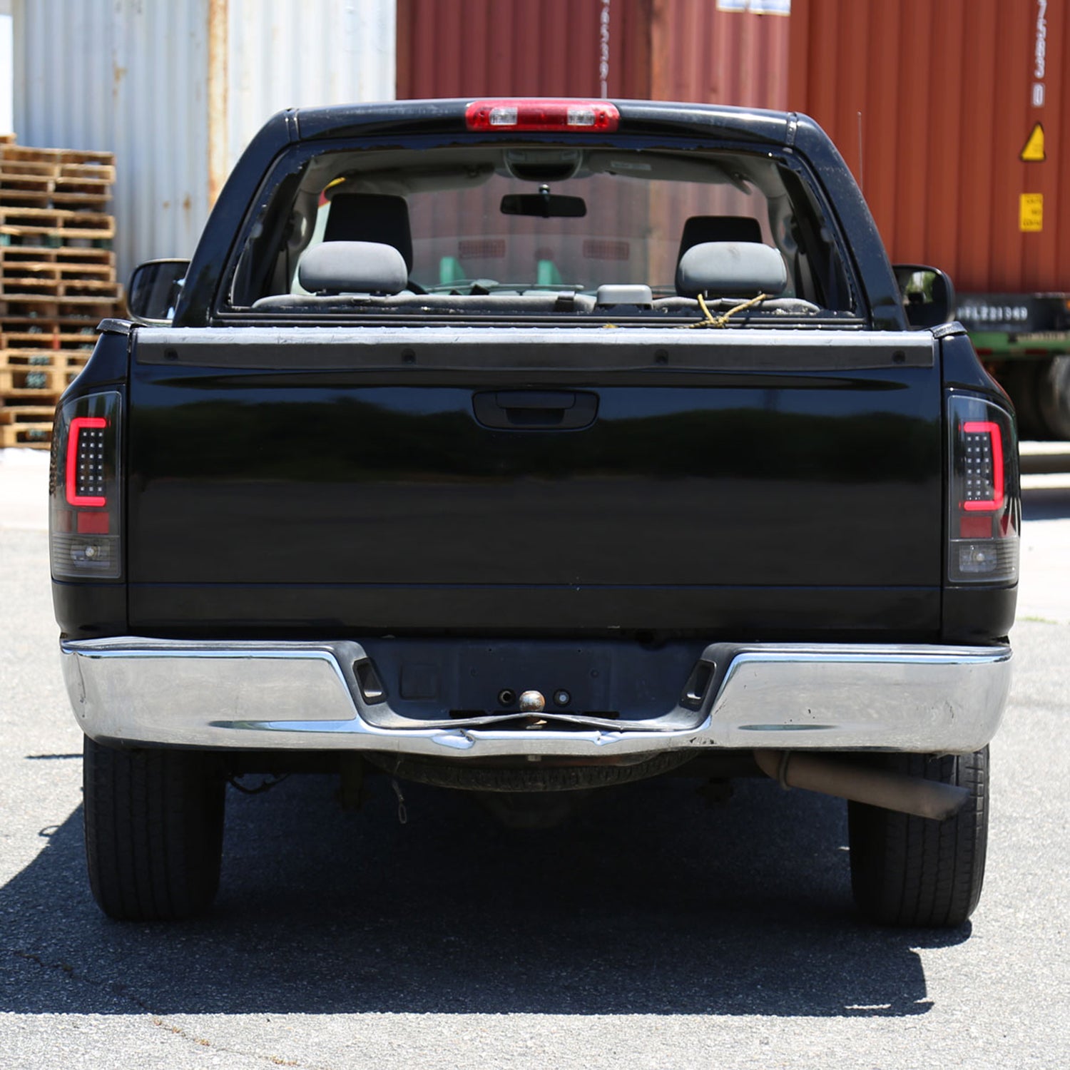 2007-2009 Dodge RAM 1500/2500/3500 Red C-Bar LED Tail Lights Jet Black/Clear