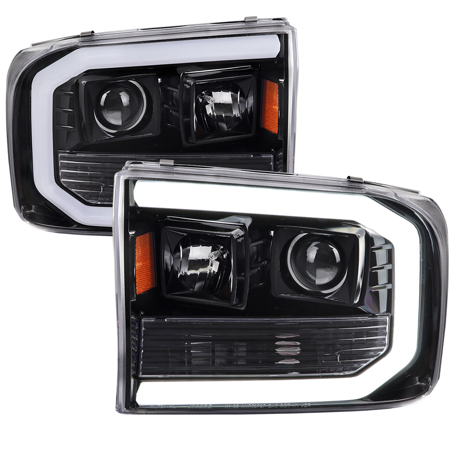1999-2004 Ford F-250/350/450/550 /00-2004 Excursion LED Bar Headlights Black