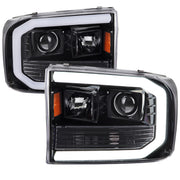 1999-2004 Ford F-250/350/450/550 /00-2004 Excursion LED Bar Headlights Black