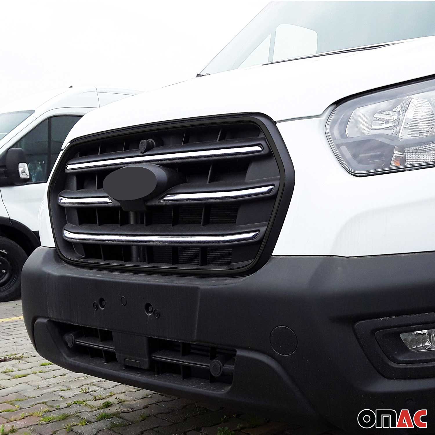 2021-2026 Ford Transit Front Bumper Grill Trim Molding Stainless Steel Silver 4 Pcs