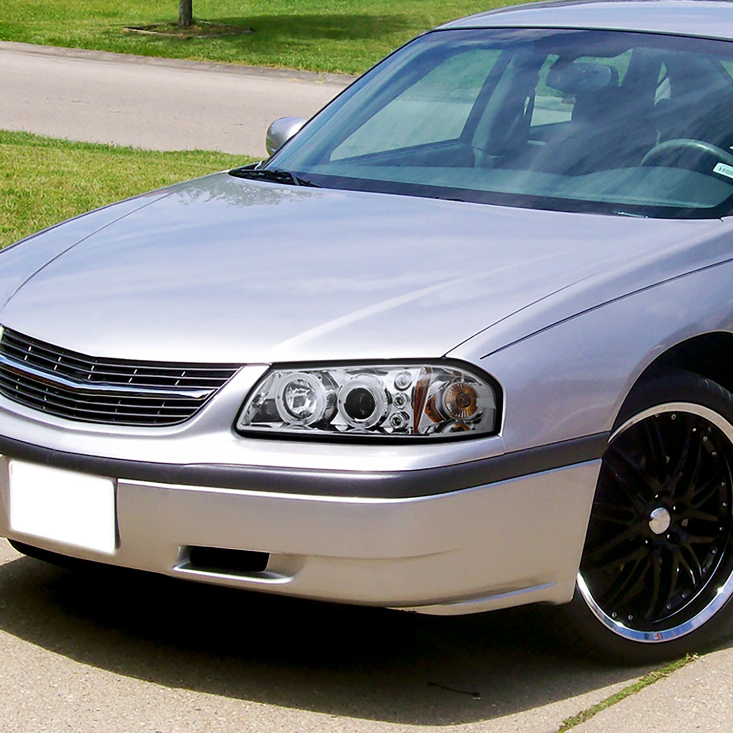 2000-2005 Chevy Impala Dual Halo Projector Headlights Chrome/Clear Lens