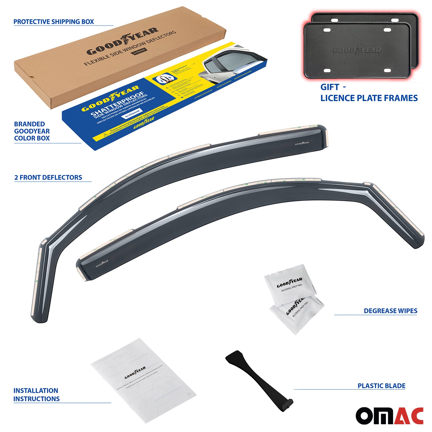 Goodyear Wind Deflectors for Ford F150 2021-2025 SuperCrew In-channel Smoke 2x