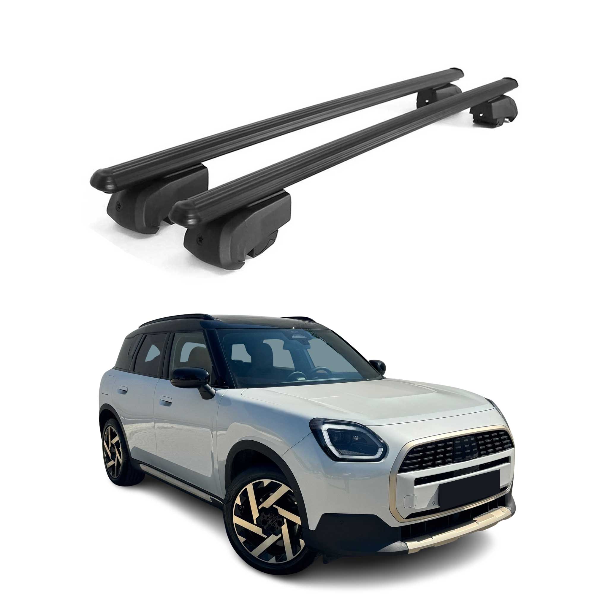 2024-2026 Mini Countryman Roof Rack Cross Bars Luggage Carrier Alu Black 2x