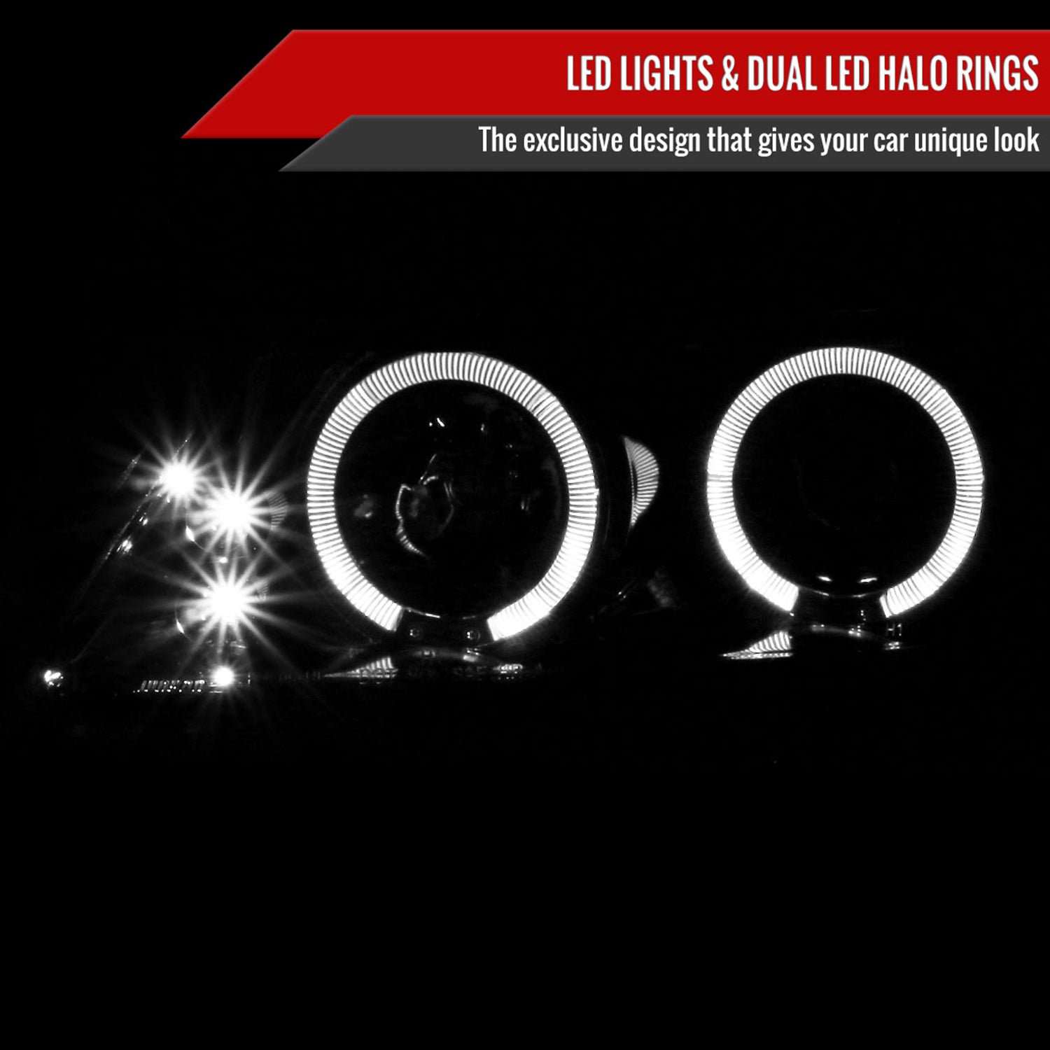 2005-2010 Scion tC Dual Halo Projector Headlights Jet Black/Clear Lens