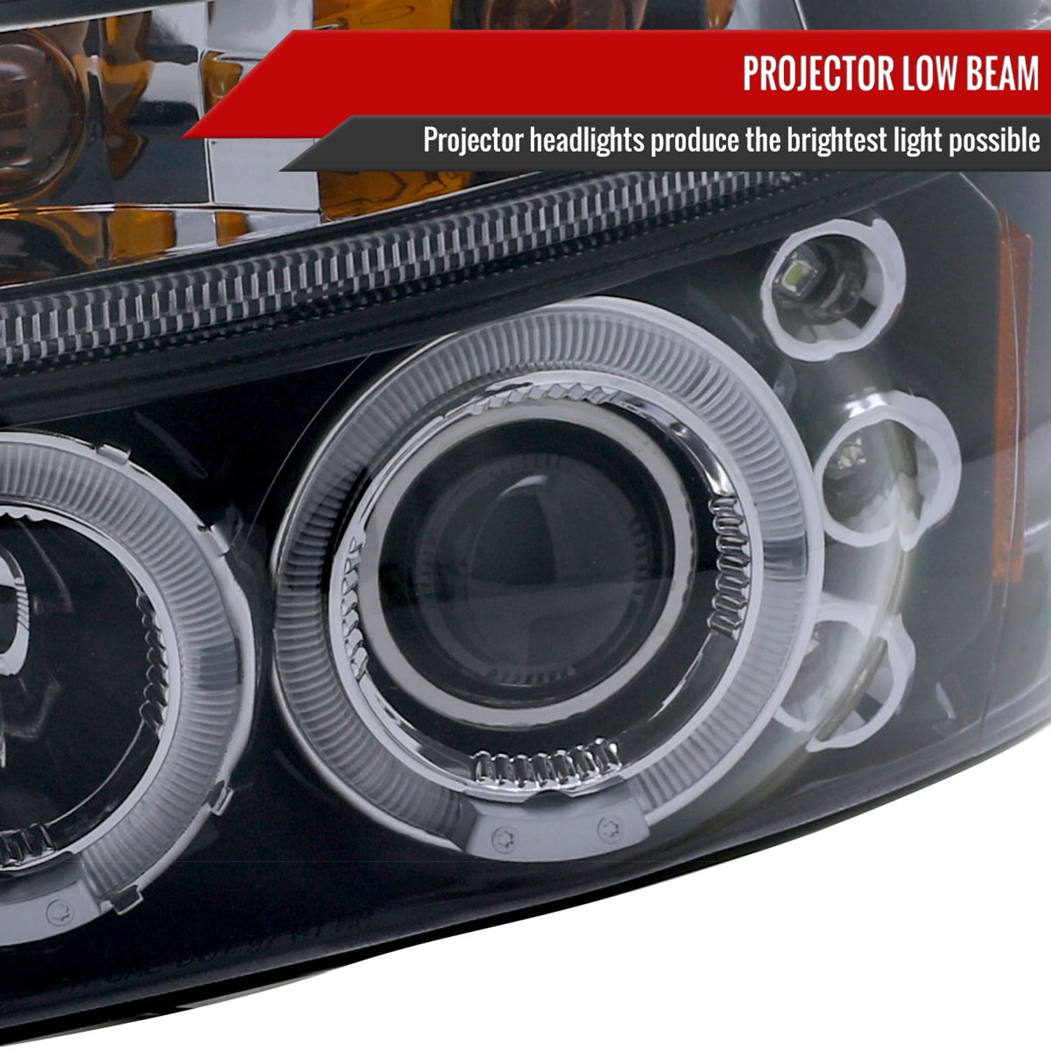 1997-2004 Dodge Dakota/ 1998-2003 Durango Dual Halo Projector Headlights Smoke