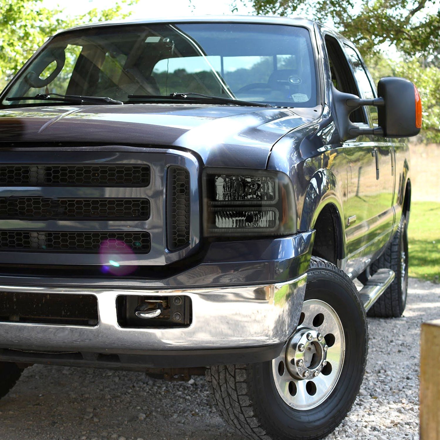 2005-2007 Ford F-250/350/450 SuperDuty Dual LED C-Bar Factory Headlights Black