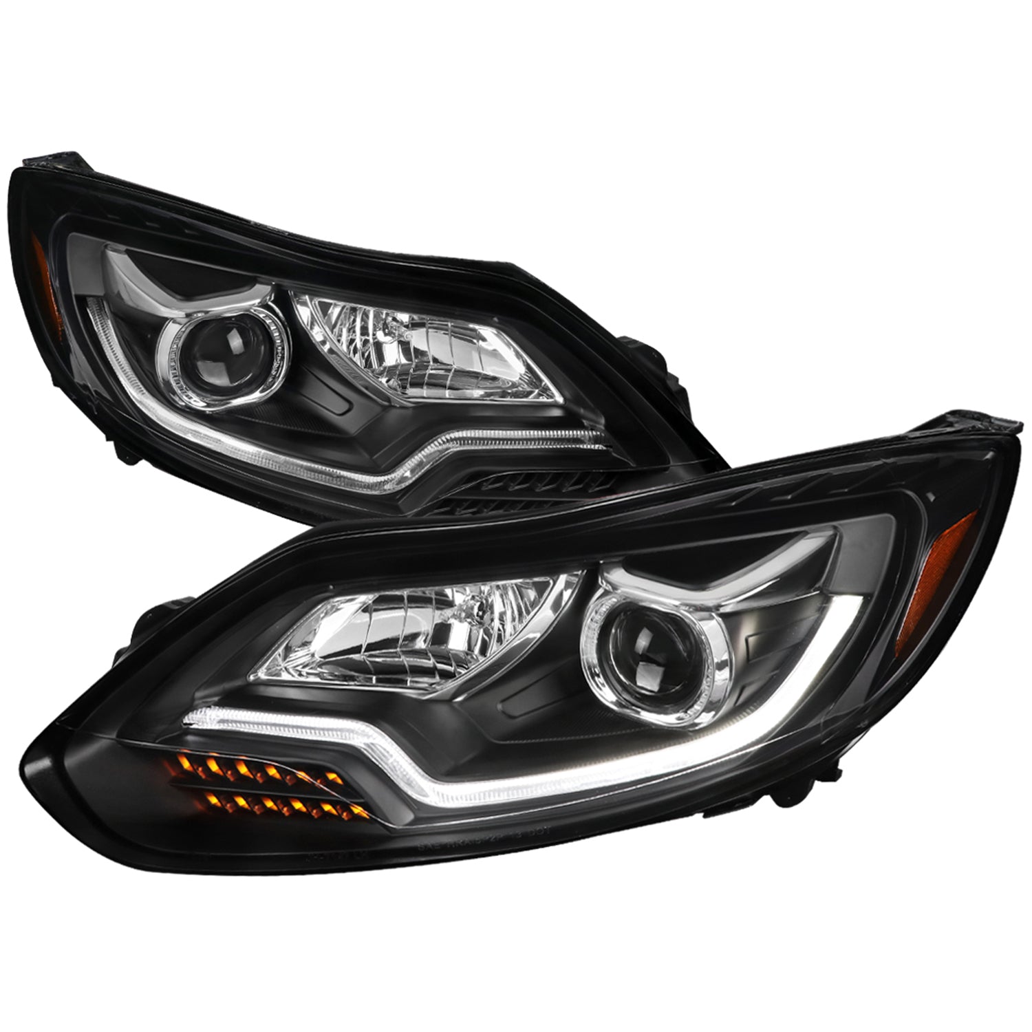 2012-2014 Ford Focus Projector Headlights LED Light & Turn Signal Lights Black