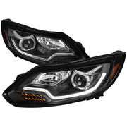 2012-2014 Ford Focus Projector Headlights LED Light & Turn Signal Lights Black