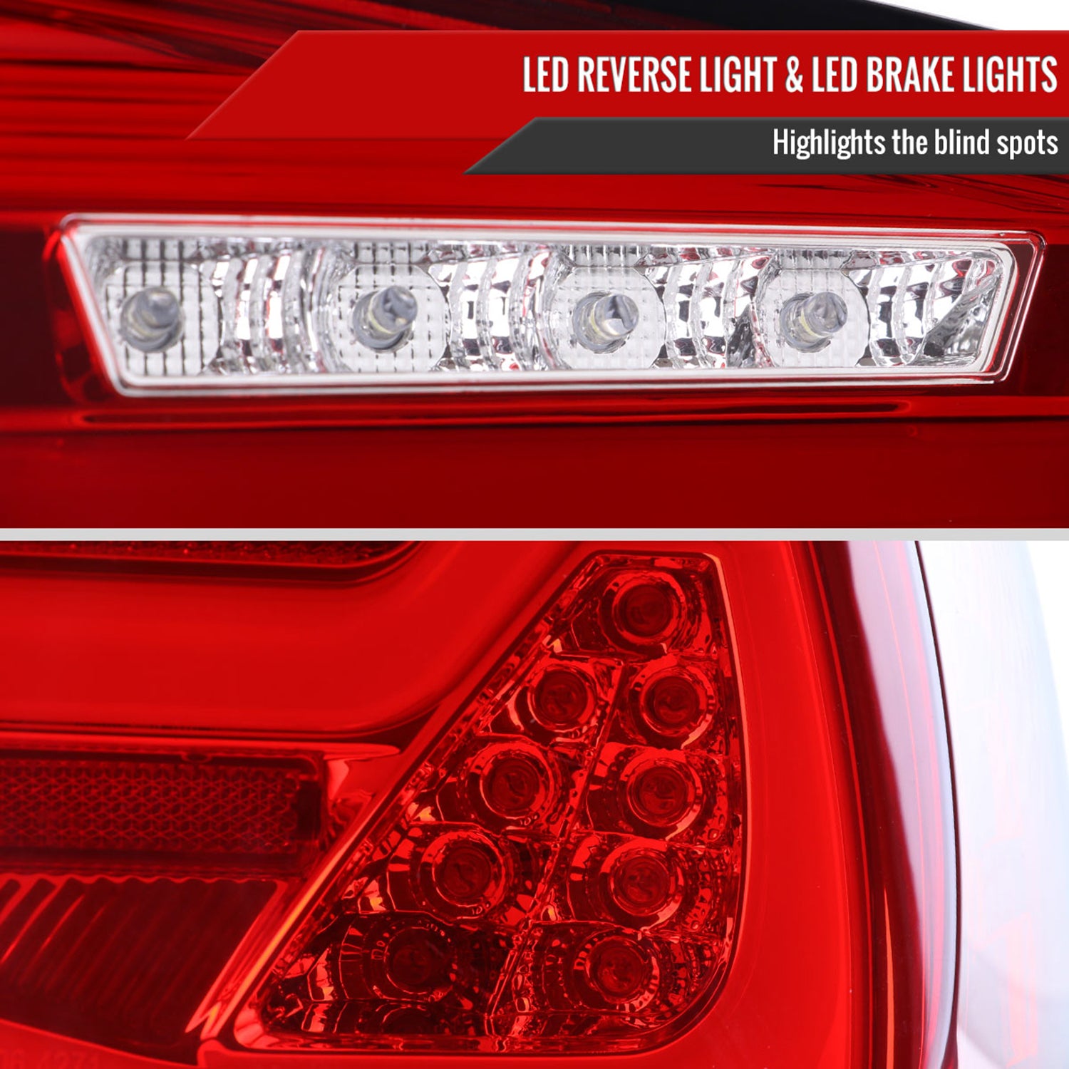 2009-2011 BMW E90 3-Series 4Dr Sedan Red LED Tail Light Chrome/Red Clear Lens