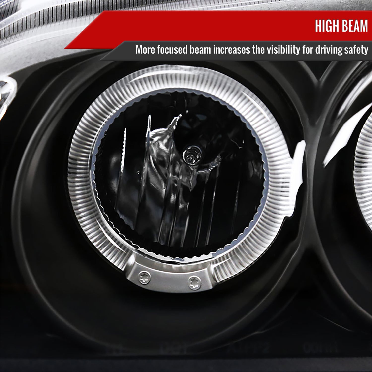 2000-2003 Nissan Sentra Dual Halo Projector Headlights Matte Black/Clear Lens