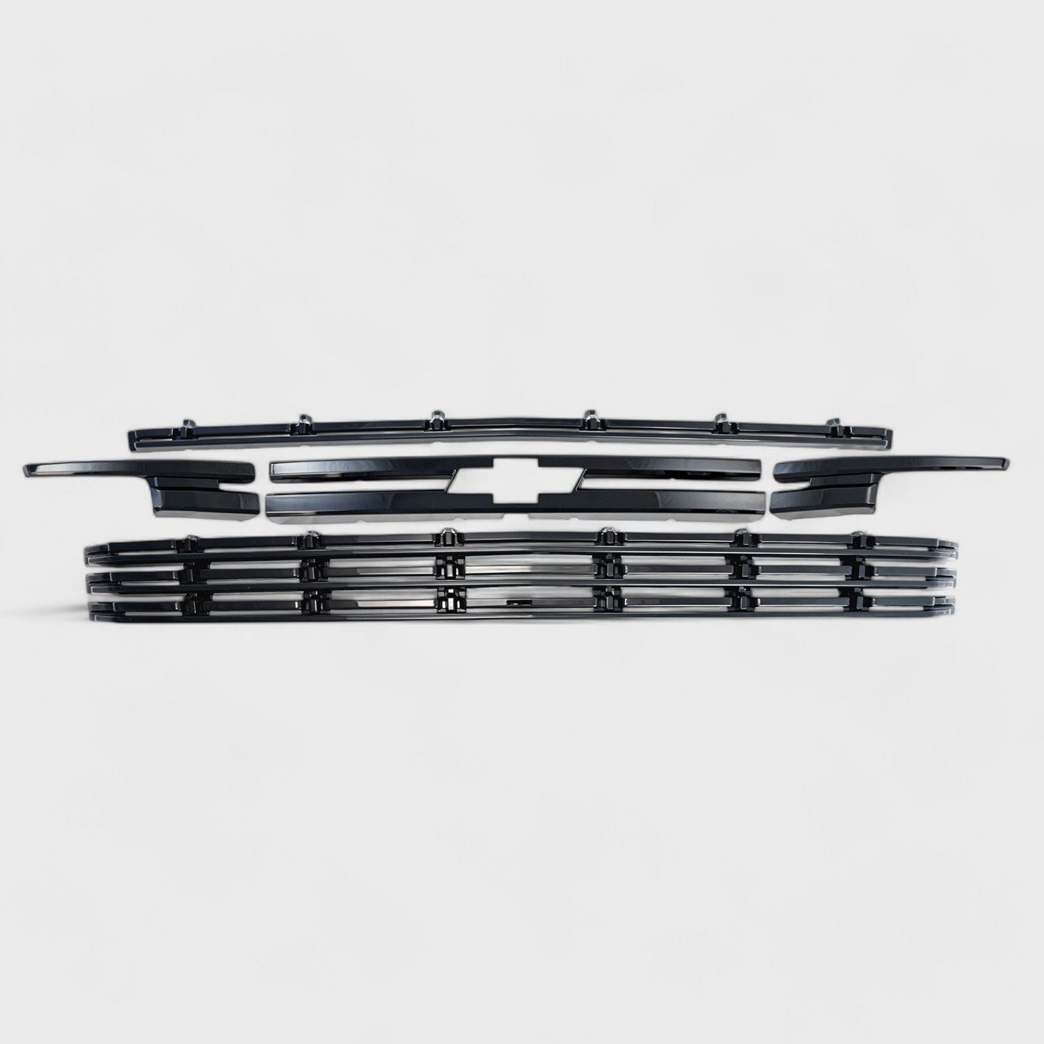 2021-2024 Chevrolet Suburban / Tahoe Grille Overlay Gloss Black 5Pcs ABS Plastic