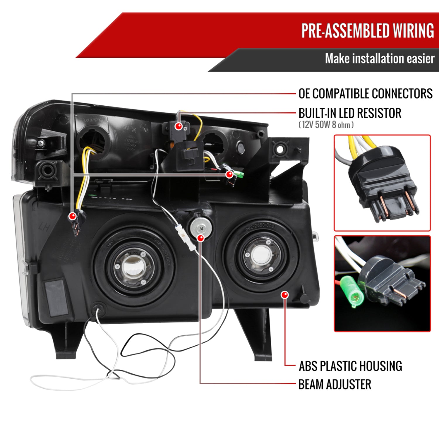 2004-2012 Chevy Colorado/ Canyon/ISUZU I-Series Factory Headlights LED Black