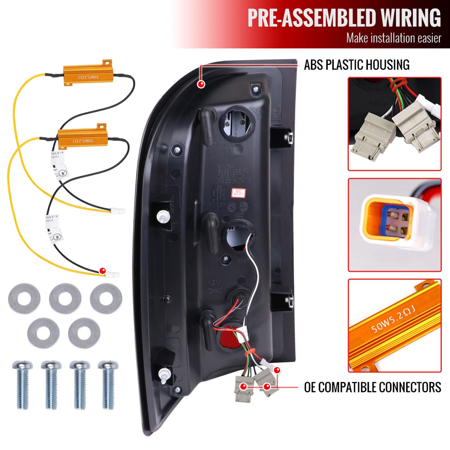 2007-2013 Chevy Silverado 1500 2500HD/3500HD LED Tail Lights Bar Chrome/Red