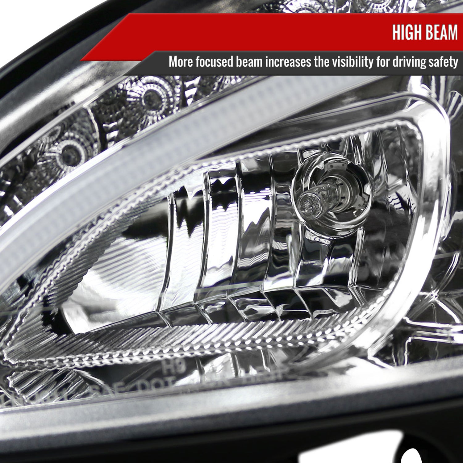 2008-2011 Mercedes W204 C Class Headlights LED Light Bar&LED Signal Chrome
