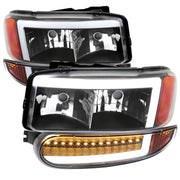 1999-2006 GMC Sierra Sierra Yukon/XL Headlights LED Signal Bumper Lights Black