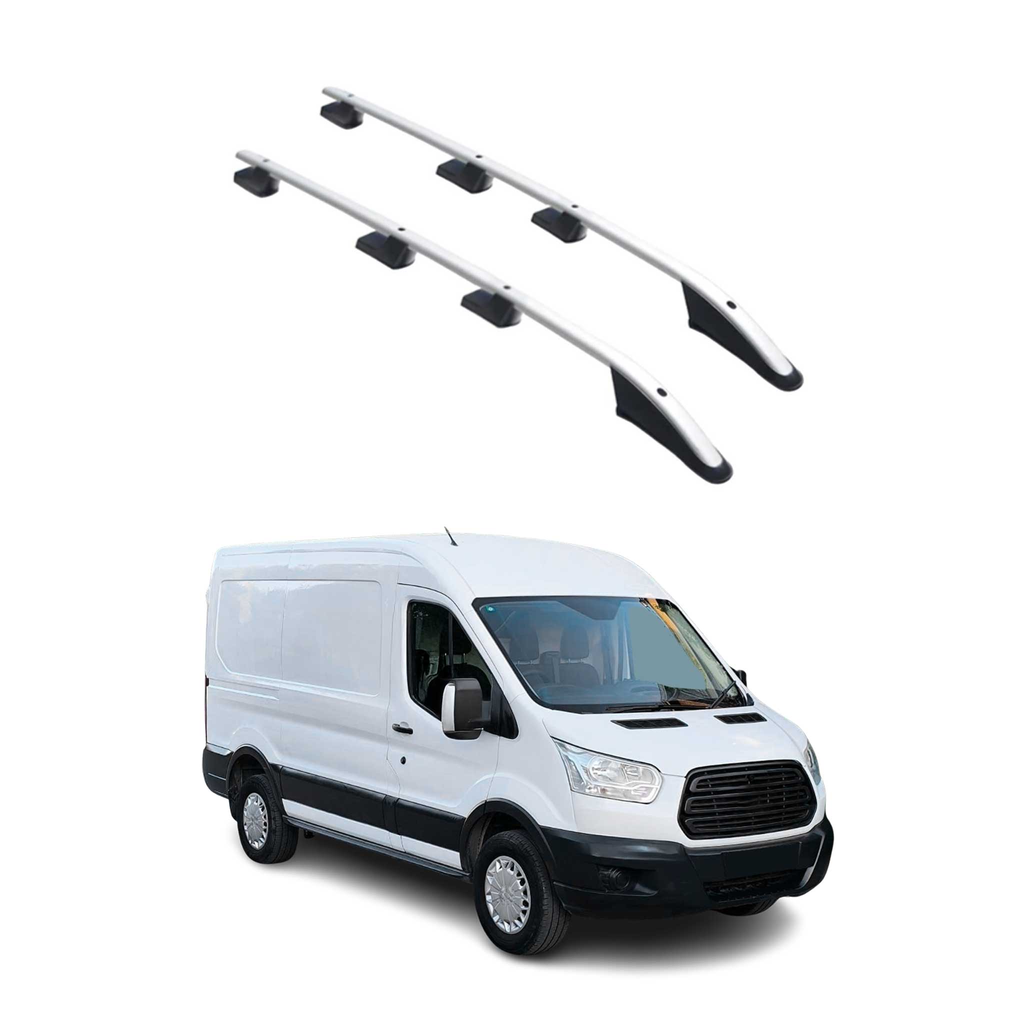 2015-2026 Ford Transit & E-Transit L2 Regular Roof Rack Rails Side Rails Silver