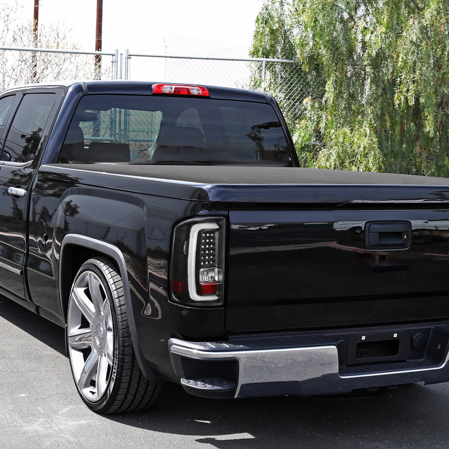 2014-2018 GMC Sierra 1500/2500HD/3500HD V2 LED Tail Lights Matte Black/Clear