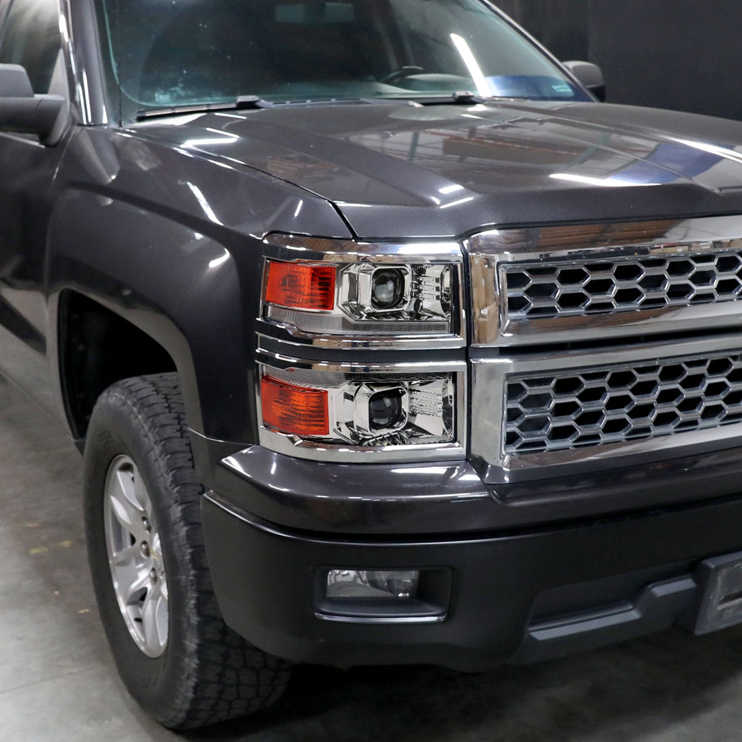 2014-2015 Chevy Silverado 1500 Sequential LED Bar Projector Headlights Chrome