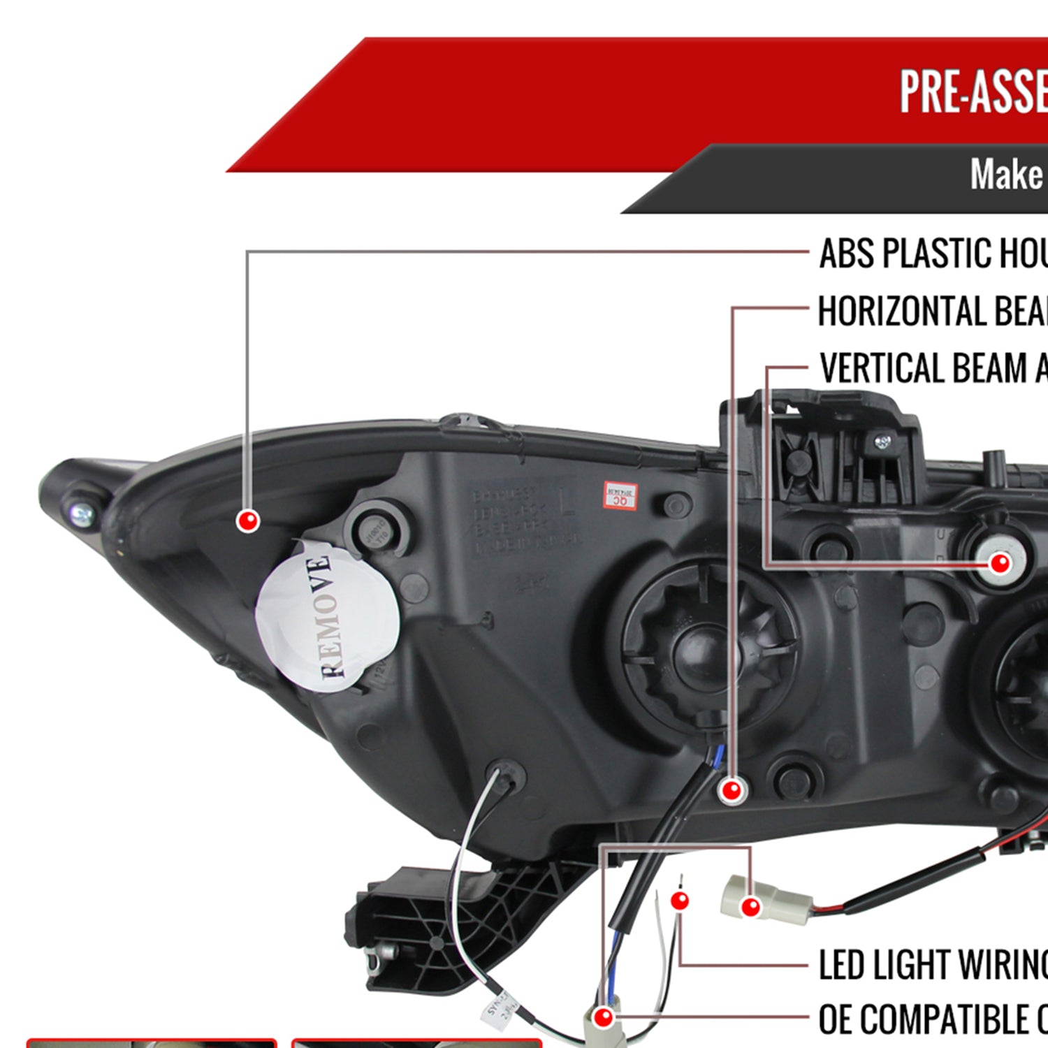 2012-2013 Honda Civic Coupe/ 12-2015 Civic Sedan LED Bar Projector Headlights