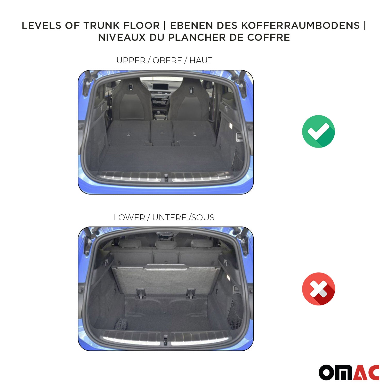 OMAC Cargo Mats Liner for Honda CR-V 2017-2022 Upper Waterproof TPE Black