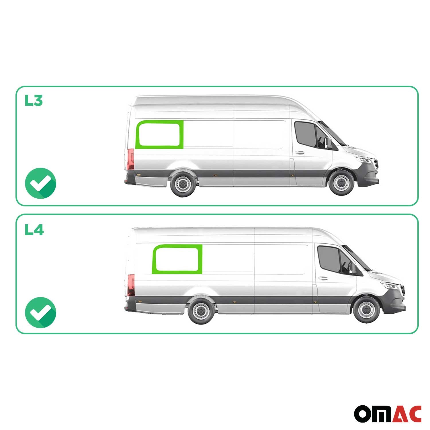2006-2018 Mercedes Sprinter W906 Window Glass Rear Left & Right Side Set L3 L4