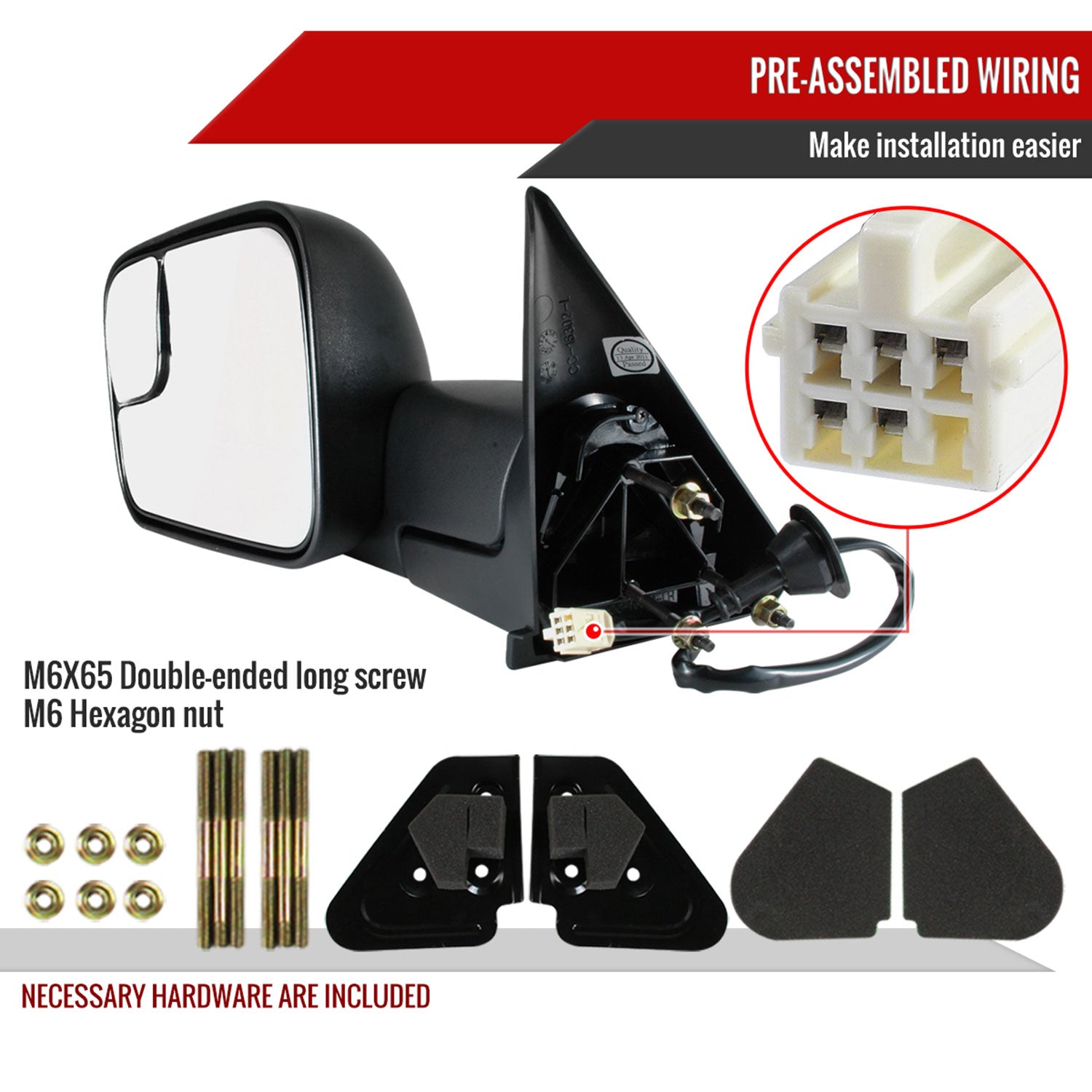1998-2002 Dodge RAM Adjustable Heated Manual Fold & Extendable Towing Mirrors