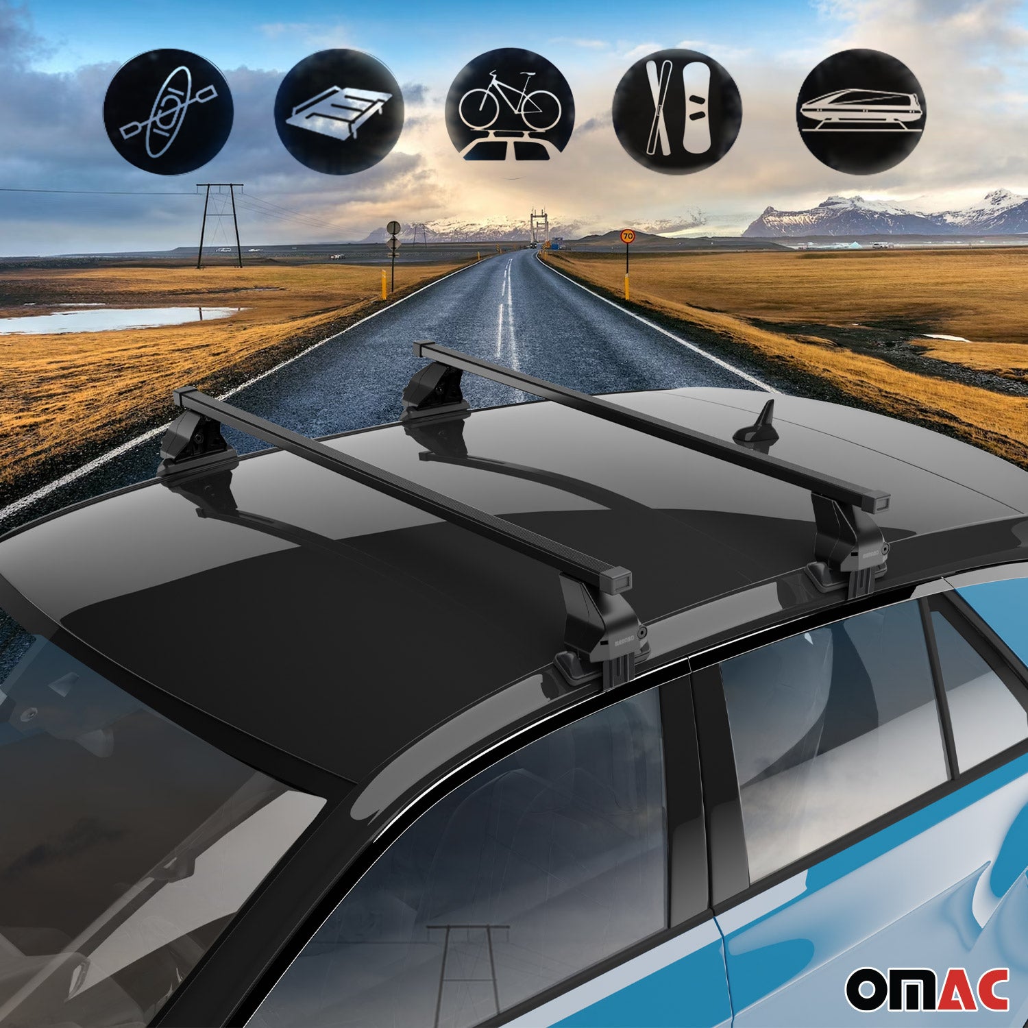2019-2026 Genesis G70 Roof Rack Cross Bars Black