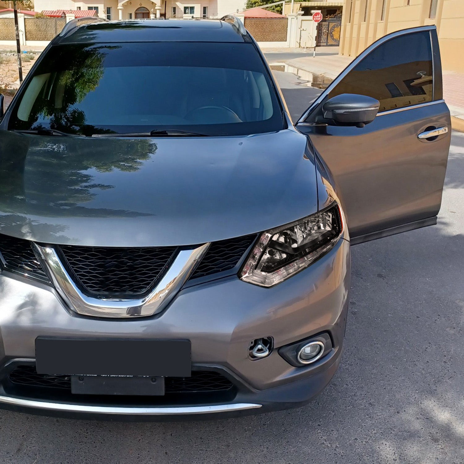 2014-2016 Nissan Rogue LED Strip Factory Style Headlights Matte Black/Clear