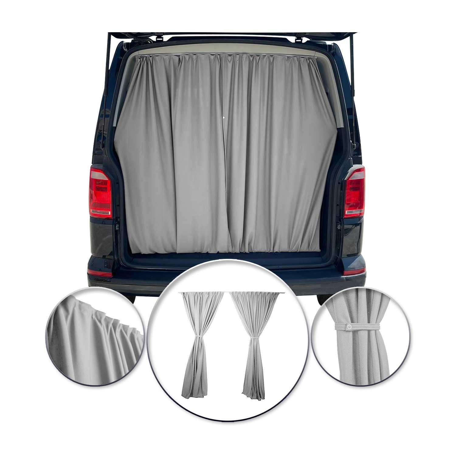 RAM ProMaster City Trunk Tailgate Curtain Gray 2 Privacy Curtains