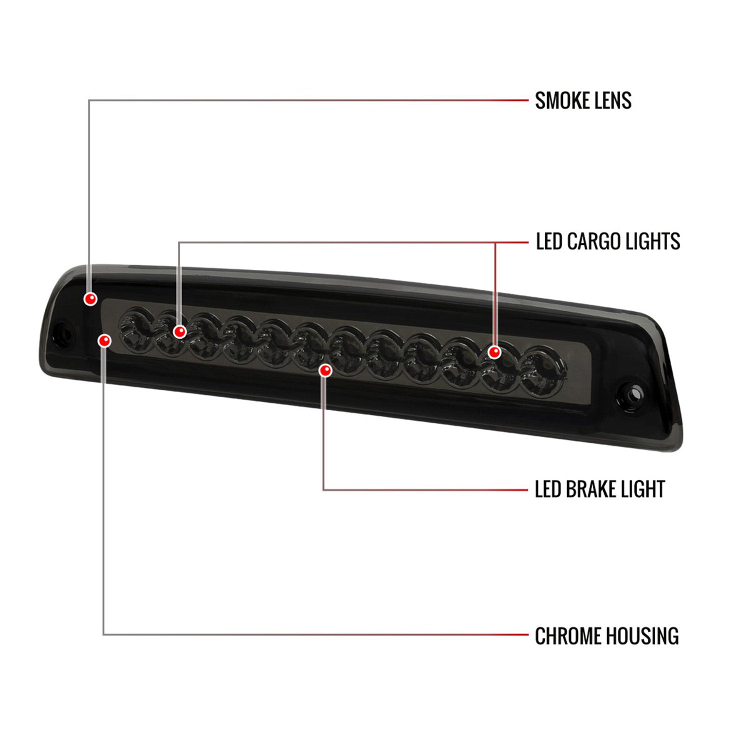 1994-2002 Dodge RAM LED 3rd Brake Light Black Housing/Smoke Lens