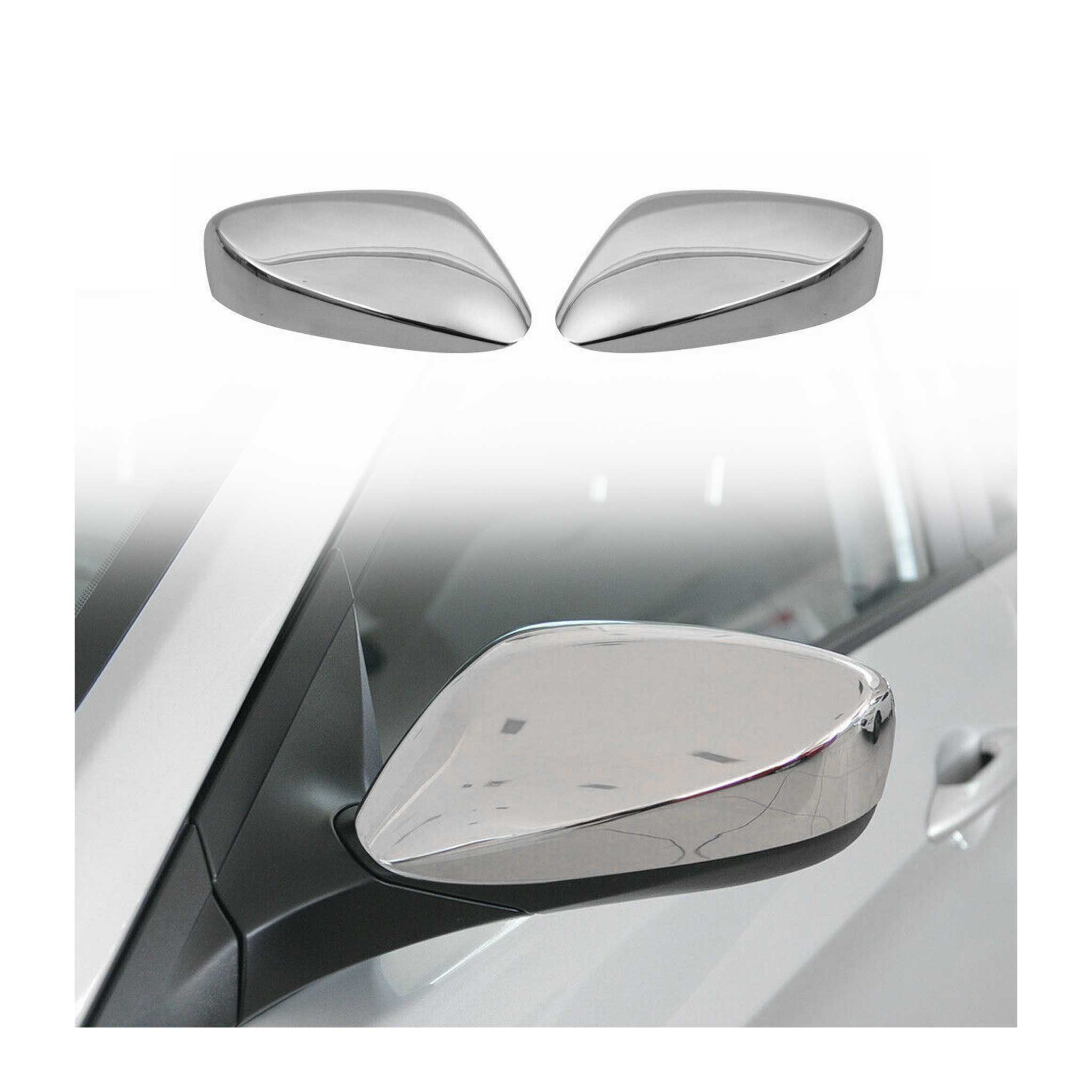 2011-2015 Hyundai Elantra Side Mirror Cover Caps Stainless Steel Silver 2 Pcs