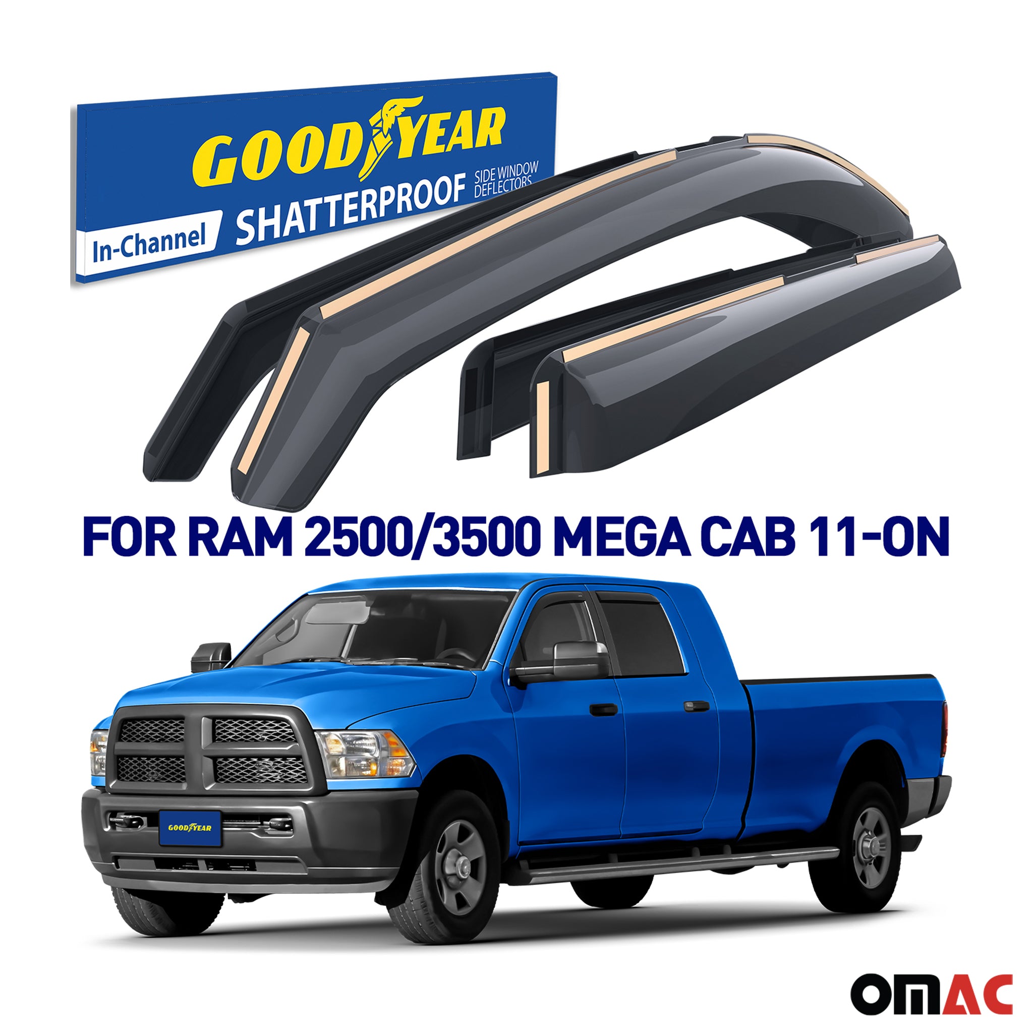 Goodyear Wind Deflectors for Dodge Ram 2500 3500 2019-2025 CrewCab & MegaCab 4x