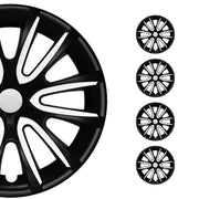 Bicolo Hub Caps Wheel Cover 14" Black Matt & White Full Set 4 pcs.