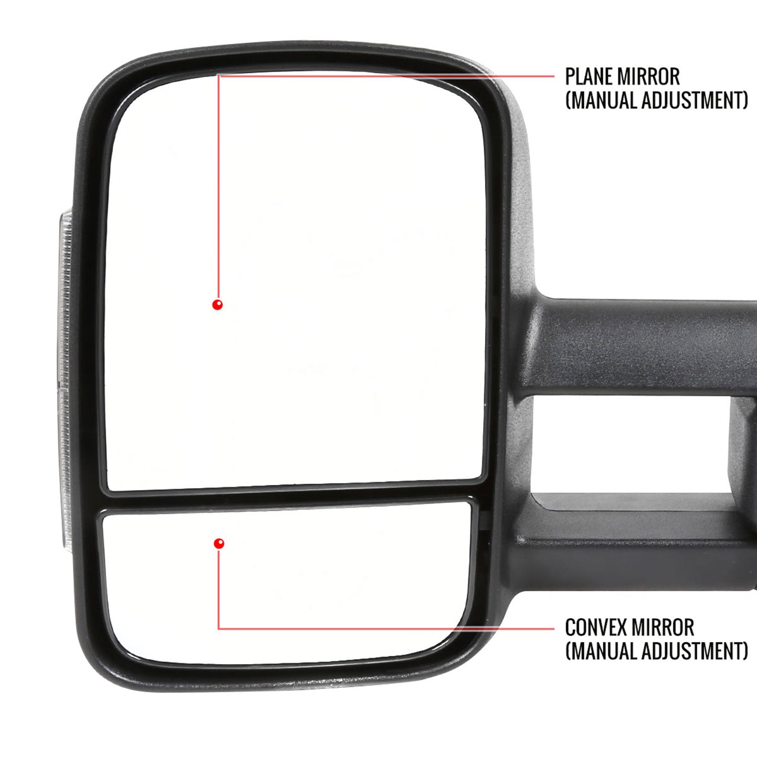 2014-2018 Chevy Silverado/GMC Sierra Manual Extendable Towing Mirrors Smoke