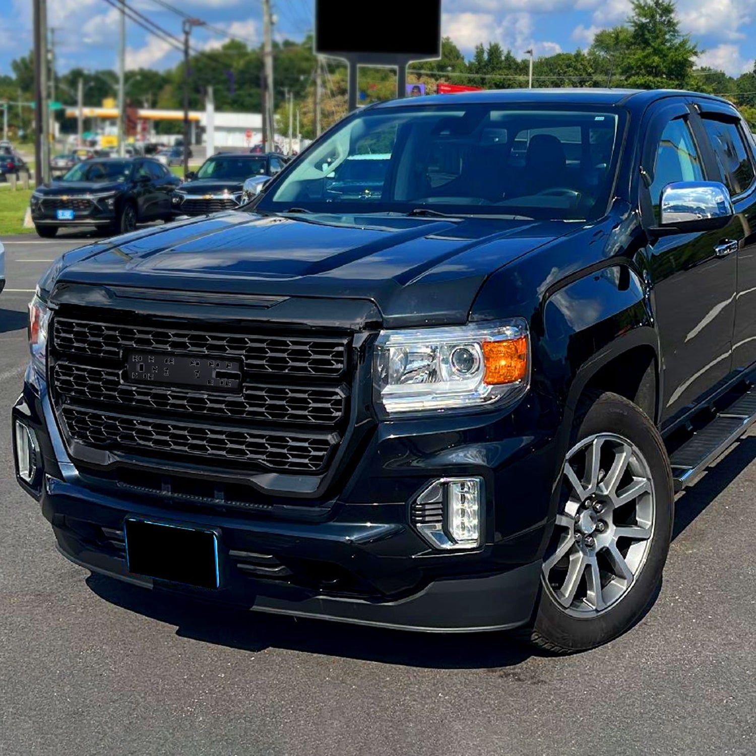 2021-2022 GMC Canyon Glossy Black Denali Style Front Upper Mesh Hood Grille