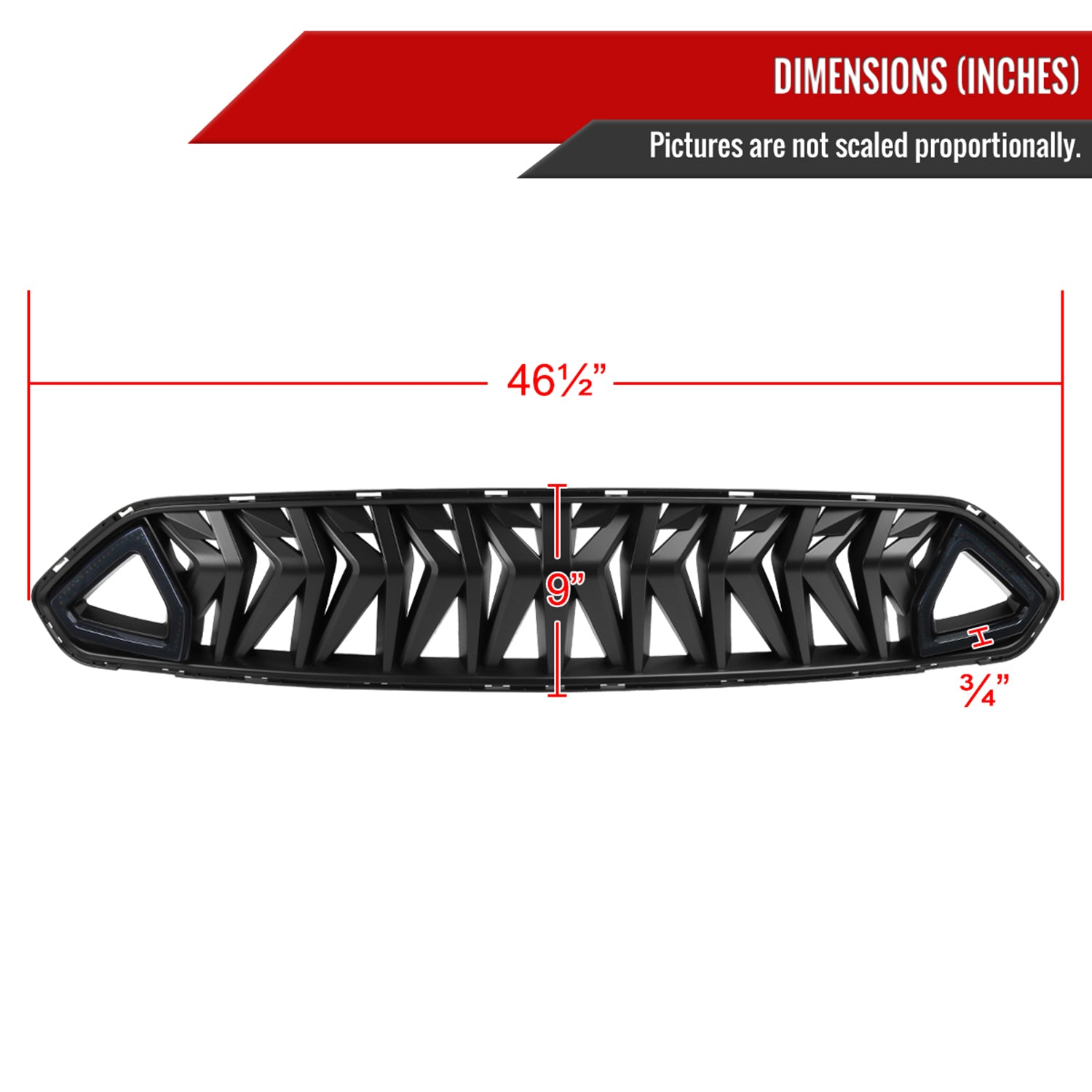 2018-2023 Ford Mustang Shark Hood Grille w/3D Smoke LED Turn Signal Lights