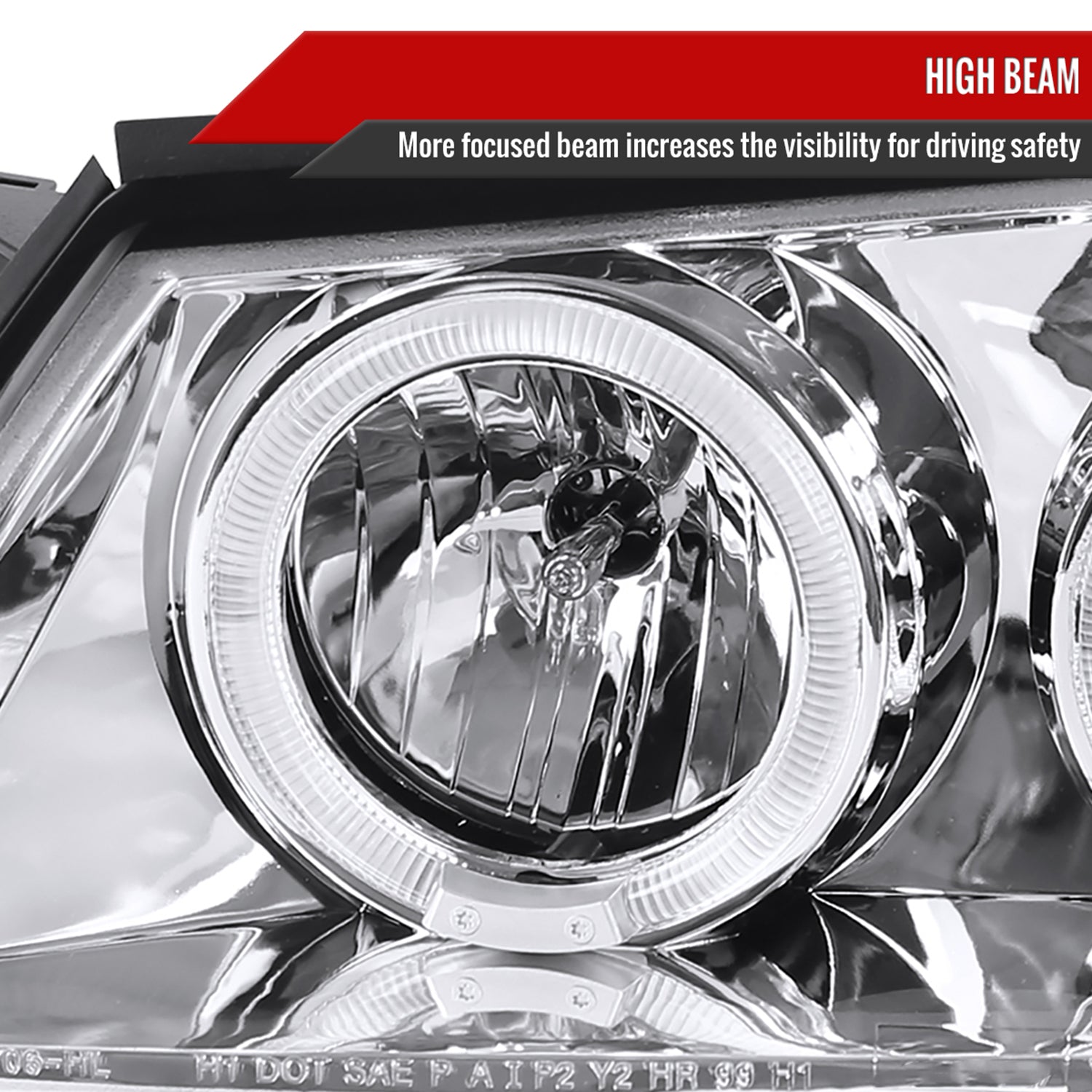 2000-2005 Chevy Impala Dual Halo Projector Headlights Chrome/Clear Lens