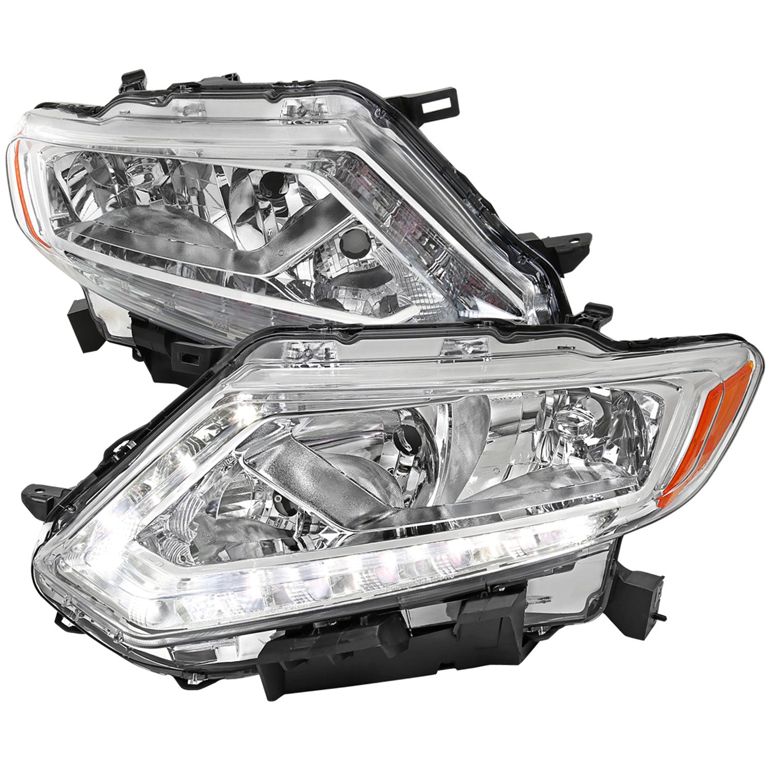 2014-2016 Nissan Rogue LED Strip for Halogen Model Headlights Chrome/Clear Lens
