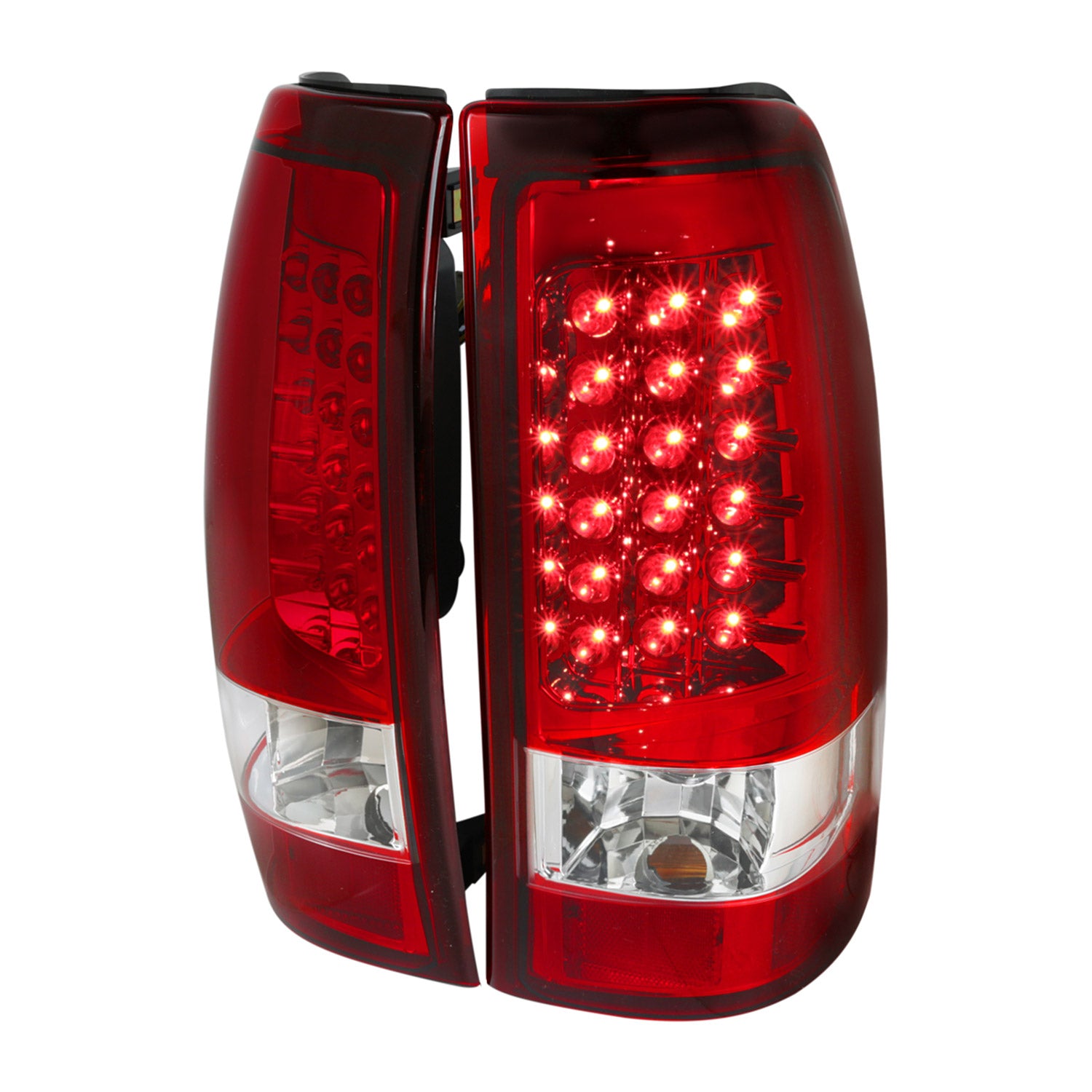 1999-2002 Chevy Silverado/ 1999-2006 GMC Sierra LED Tail Lights Chrome/Red Clear