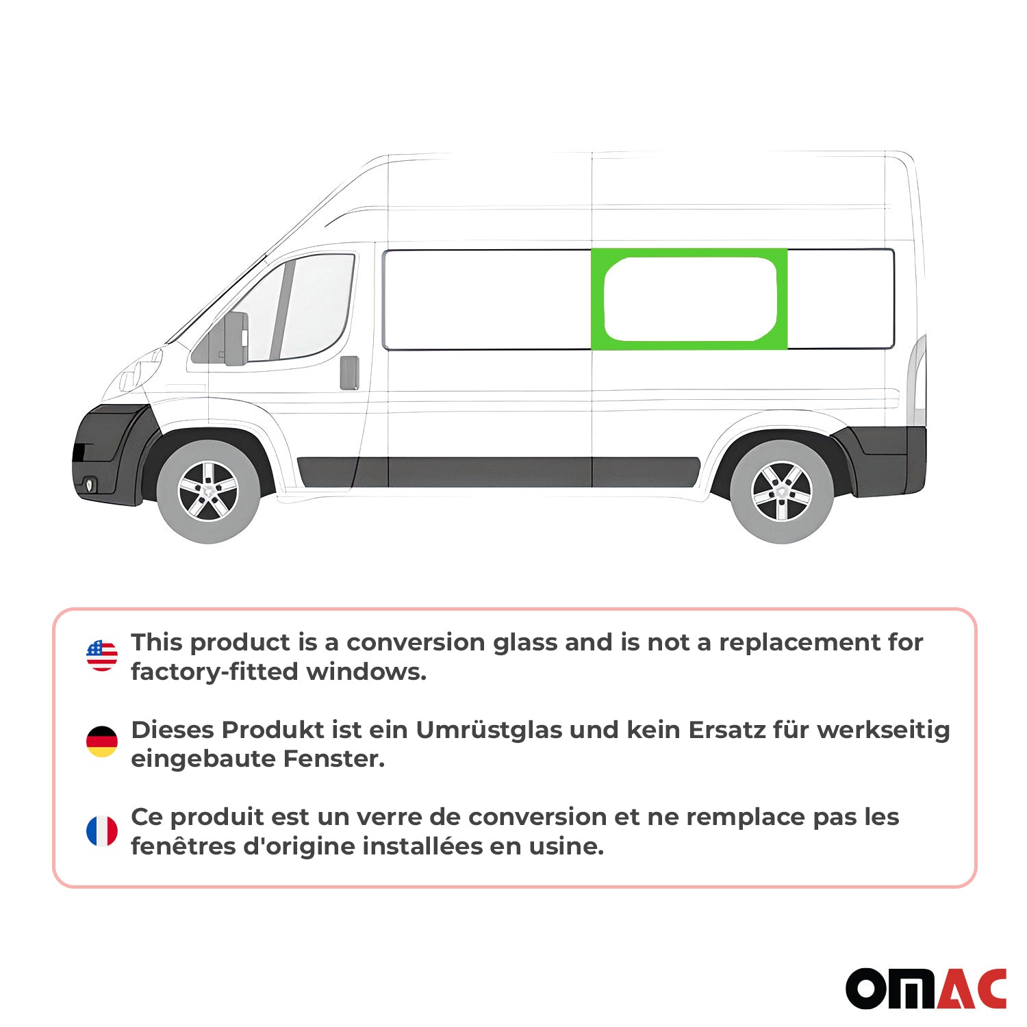 2014-2026 RAM ProMaster Window Glass Fit Kit Mid Left Side L3 L4 Black
