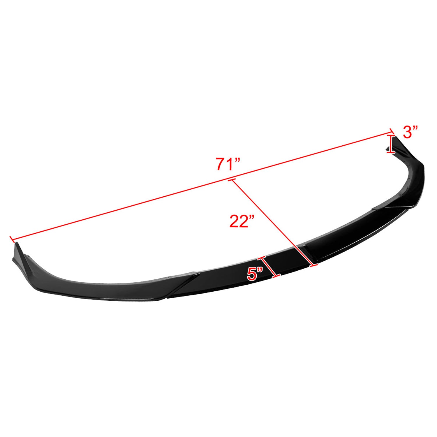 2019-2020 Mazda 3 Glossy Black Polypropylene 3Pcs Front Bumper Lip Set