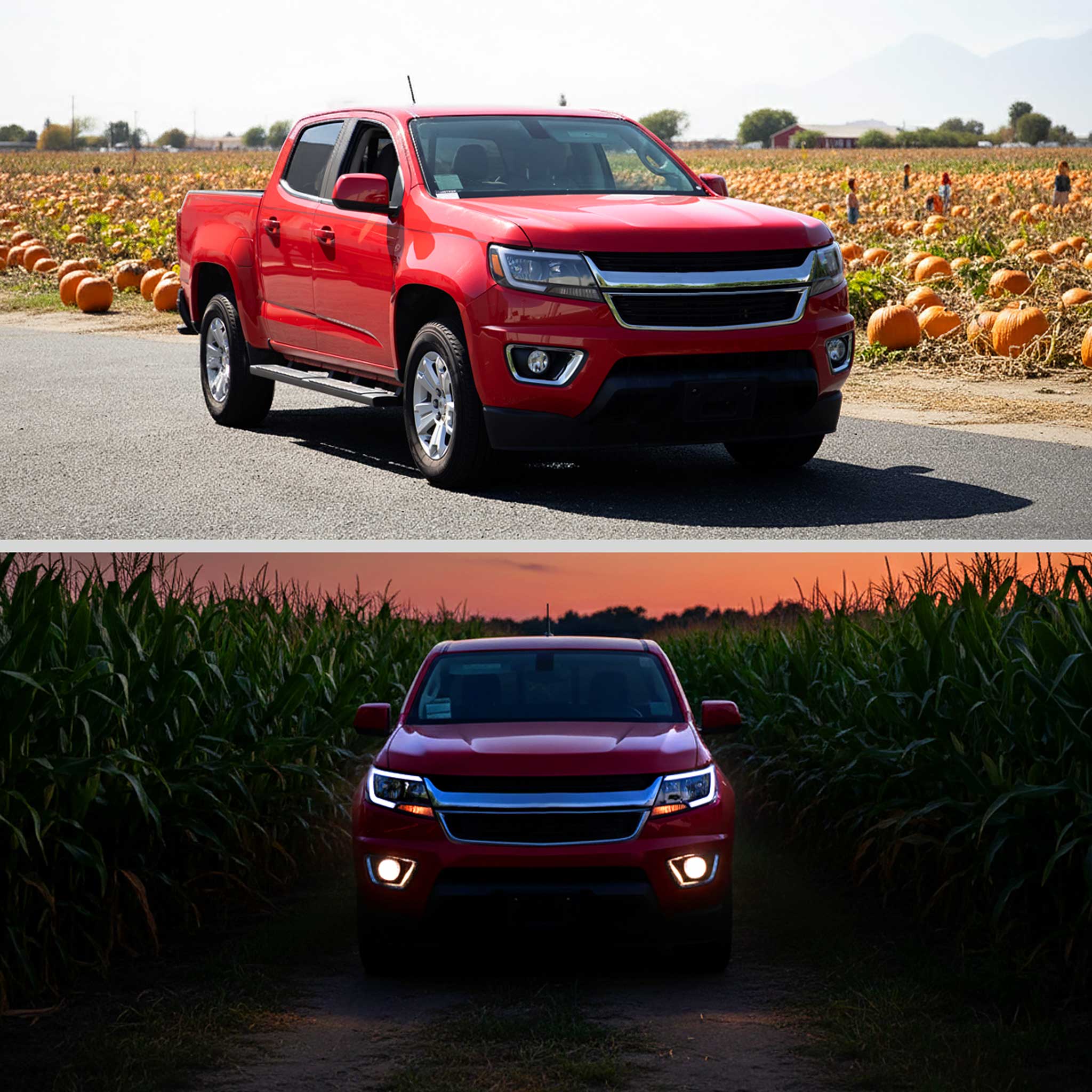 For Chevrolet Colorado 2015-2022 Factory Style Headlights Switchback LED Bar Turn Signal Black Housing Clear Lens