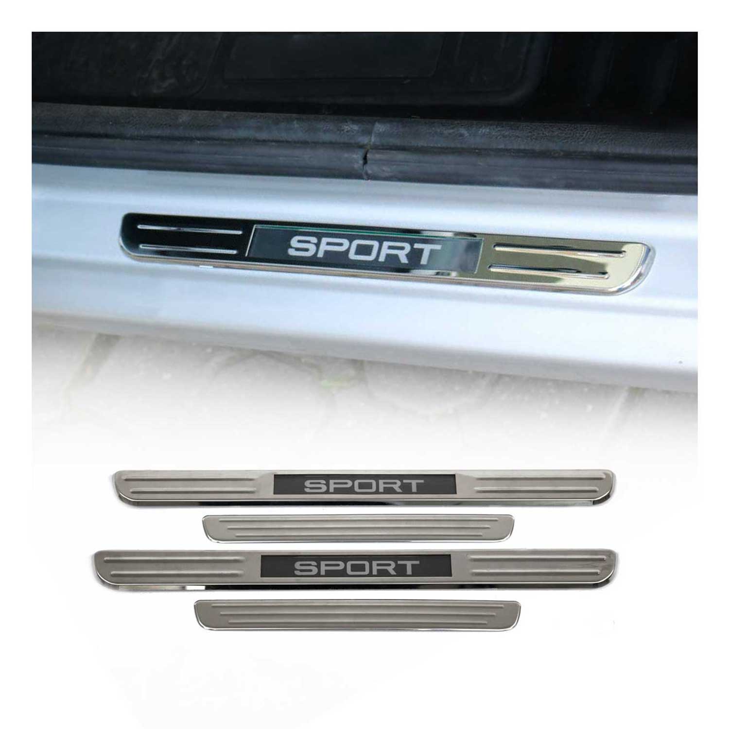 Ford Focus Fiesta Door Sill Scuff Plate Illuminated Sport Stainless Steel Silver 4 Pcs