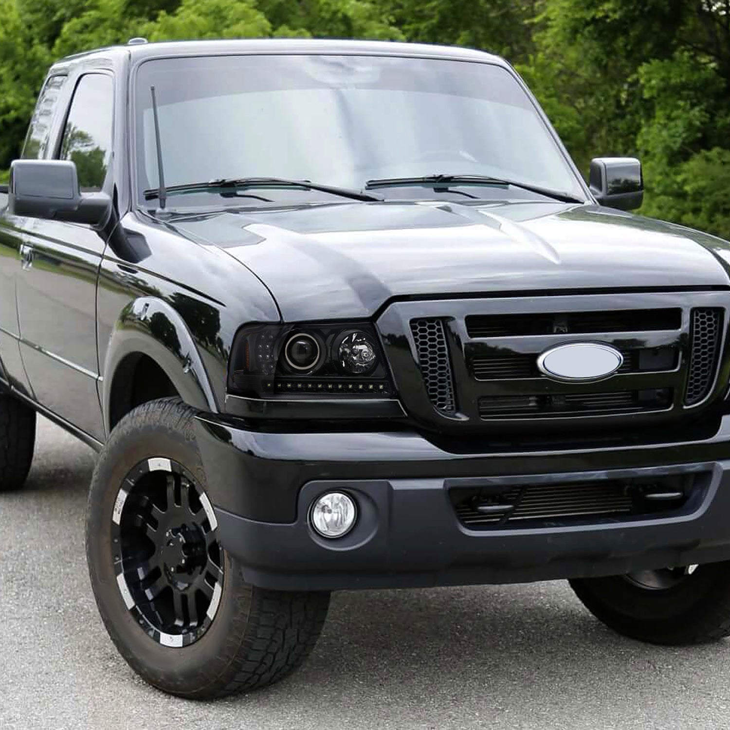2001-2011 Ford Ranger Projector Headlights LED Light & LED Signal Jet Black