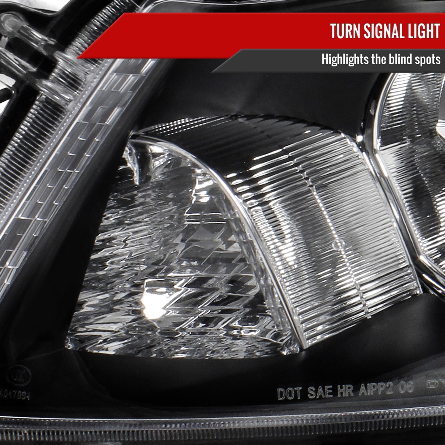 2008-2012 Honda Accord Sedan Factory Crystal Headlights Amber Reflector Black