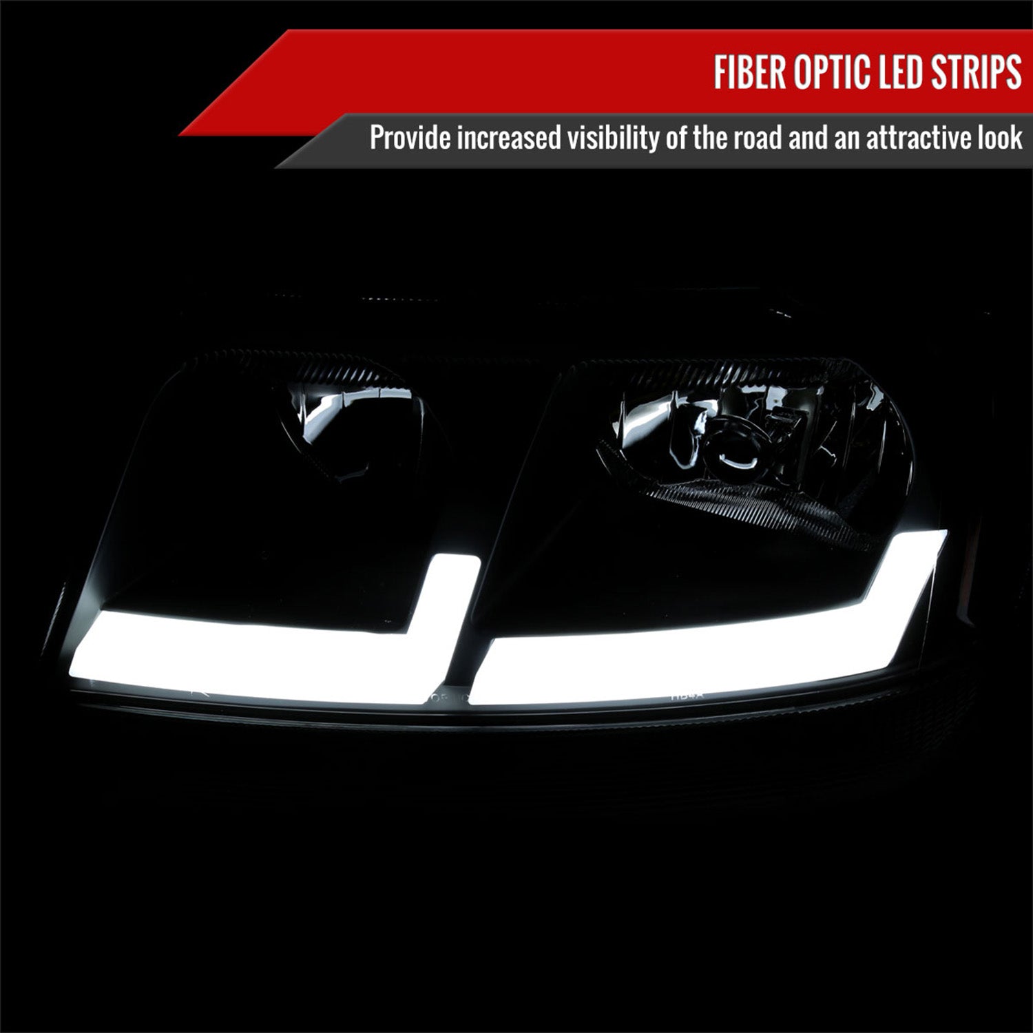 1999-2004 Jeep Grand Cherokee Factory Dual LED Bar Headlights Matt Black/Clear