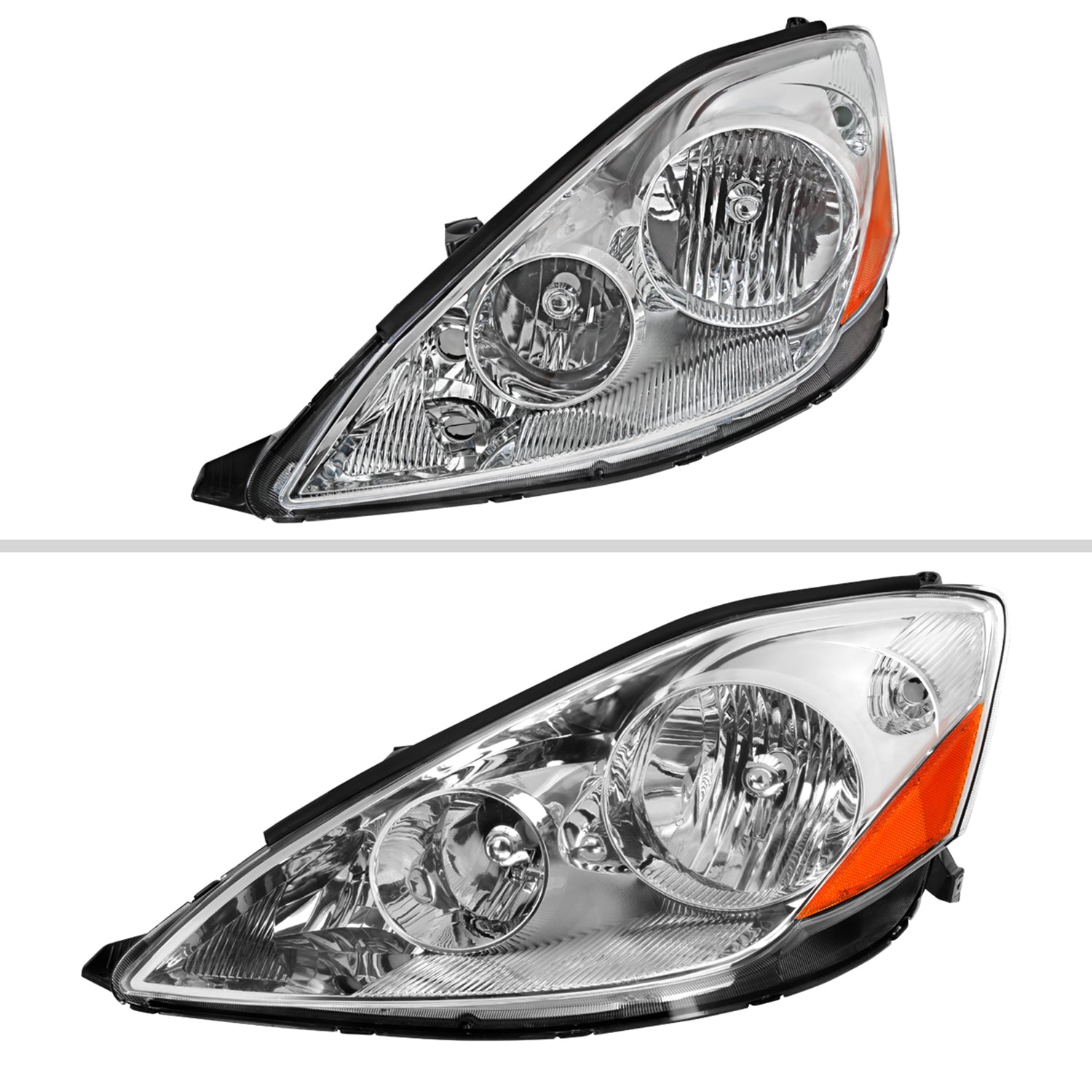2006-2010 Toyota Sienna Factory Headlights w/Amber Reflector Chrome/Clear